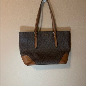 Michael Kors Brown Leather Logo Tote Bag